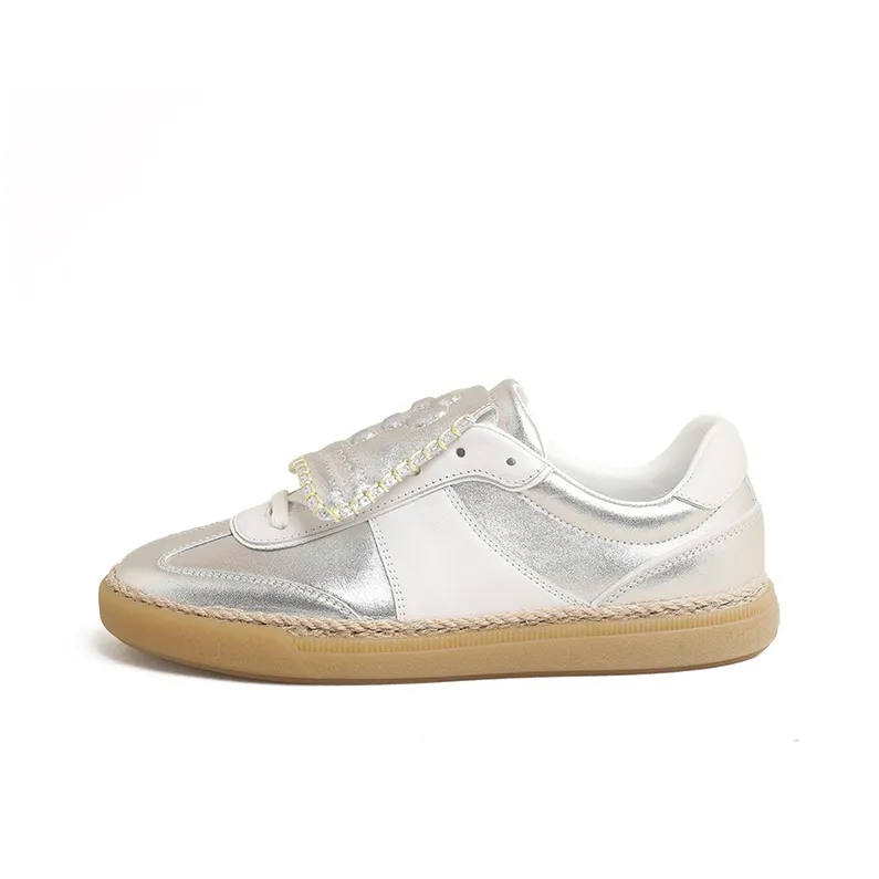 BLOCCO5 Немецкие армейские кроссовки Low Топ Кроссовки для скейтбординга Женские Серебряные