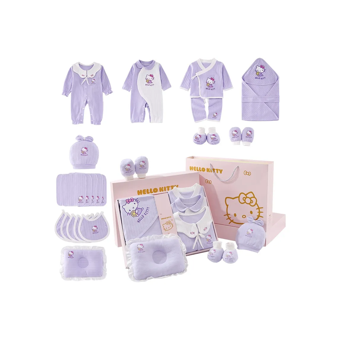 Hello Kitty Малыш Подарочная Коробка 2 Штуки Набор Фиолетовый Новорожденный и Малыш