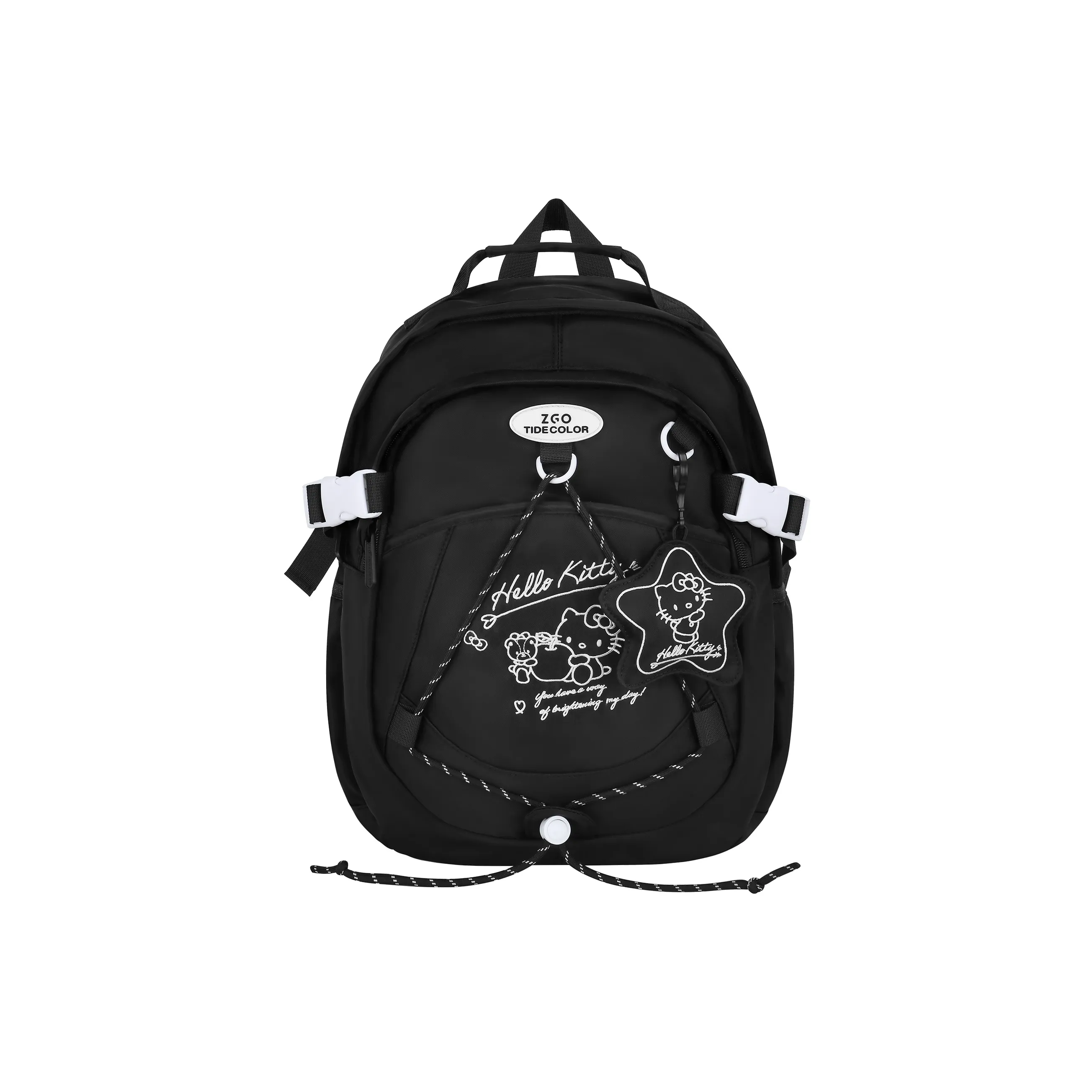 Zgo Sanrio Hello Kitty Collection, Sanrio Collaboration Hello Kitty Polyester Backpack Regular Women's Black