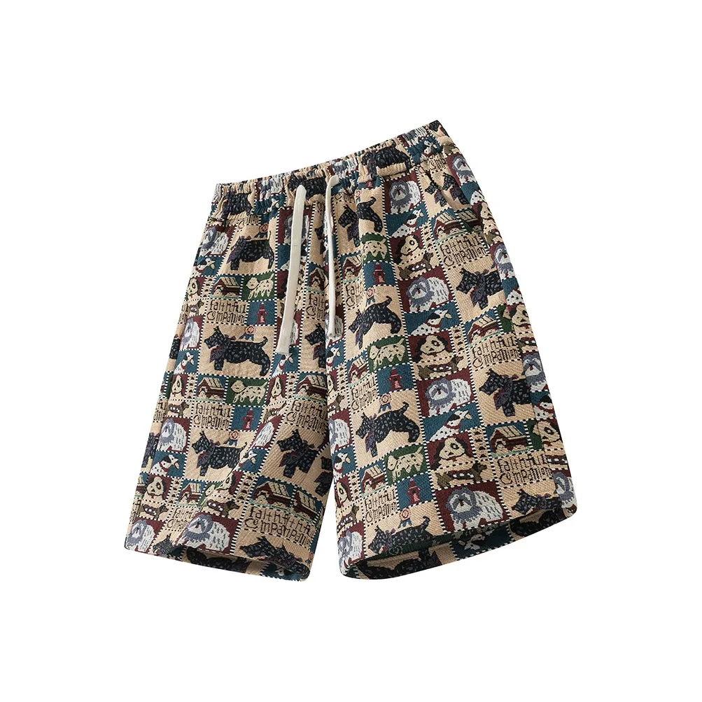 HUMNAT Casual Shorts Unisex Embroidery Dog