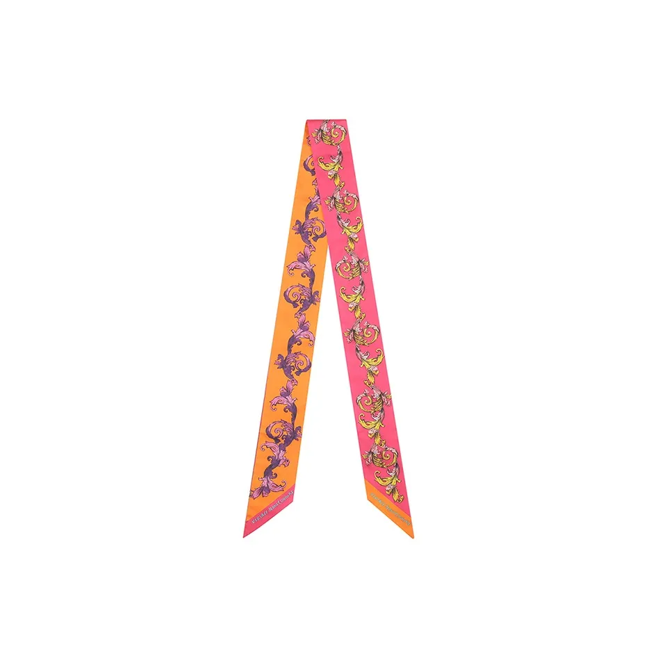 Versace Jeans Couture Шелковый шарф Тутовый Полоска для волос Декоративная лента Женские Фуксия Апельсин