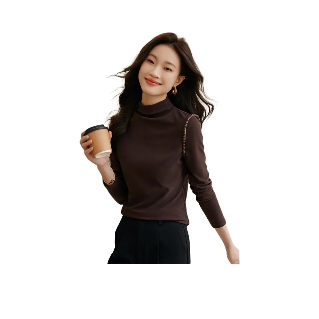 Mo Han Yi Mei Стандартная T-рубашка Женская Кофейного цвета