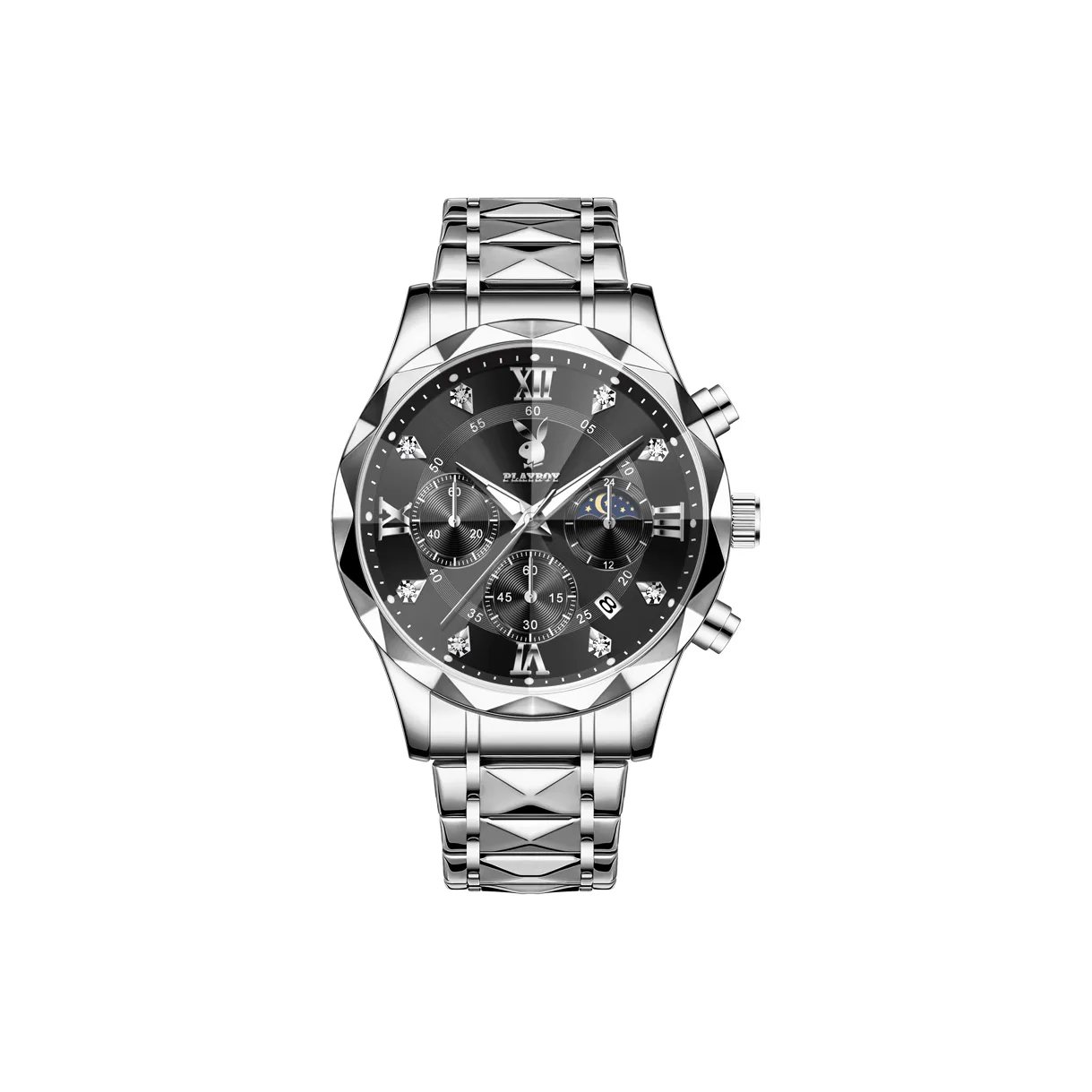 Playboy Pattern Collection Кварцевый механизм Часы Мужские Черный циферблат
