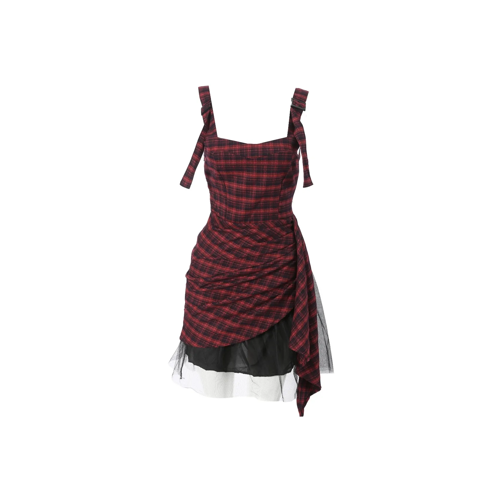 ACJL Черно-красная клетка Платье Женские Слиплатья