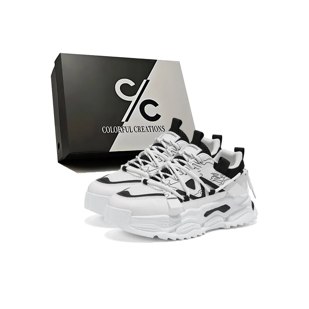 Colorful Creations Slip Resistant, Abrasion Resistant, Breathable, Lightweight Low Top Chunky Sneakers Men's Box