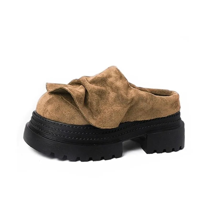 LIANGHUO Резиновая подошва Тихий Противоскользящие Домашние тапочки Женские Ретро Темно-коричневый