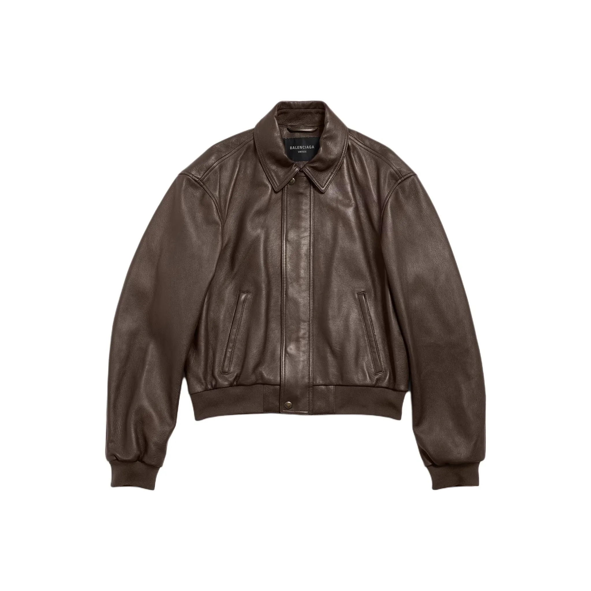 Balenciaga Taxi Leather Jacket Loose Fit Men's Dark Brown