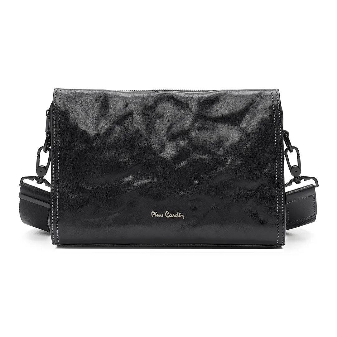 PIERRE CARDIN Сумка через плечо из крупнозернистой текстуры коровьей кожи стандартная мужская черная