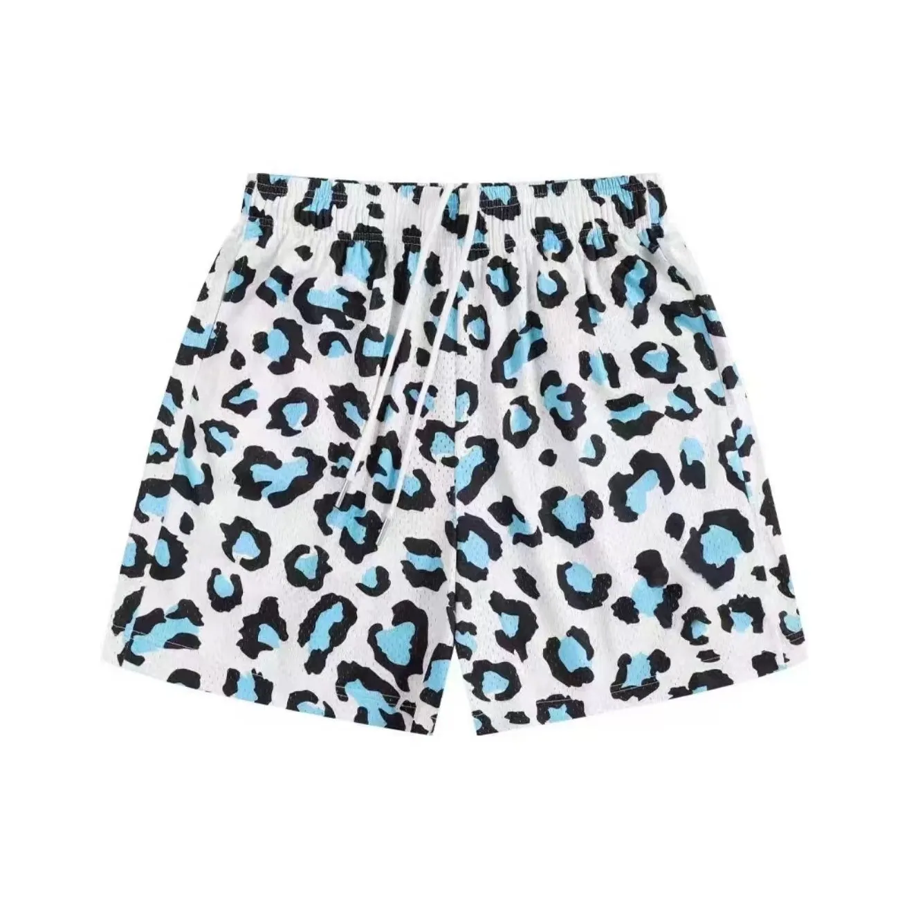 MEIKE Casual Shorts Unisex White Blue Leopard Print