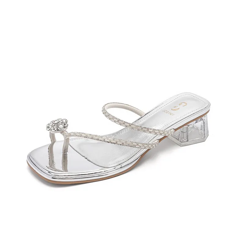 JOSINY Стразы Кристальный Антизапахивающий Устойчивый к Износу Модный и Элегантный Слипоны Женские Серебряные