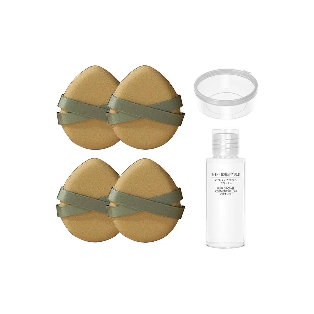 Gentle Welcome Double Ribbon Powder Puff Cleaner Make up Tools Dry And Wet Dual Use, Cleaning Six Piece Set