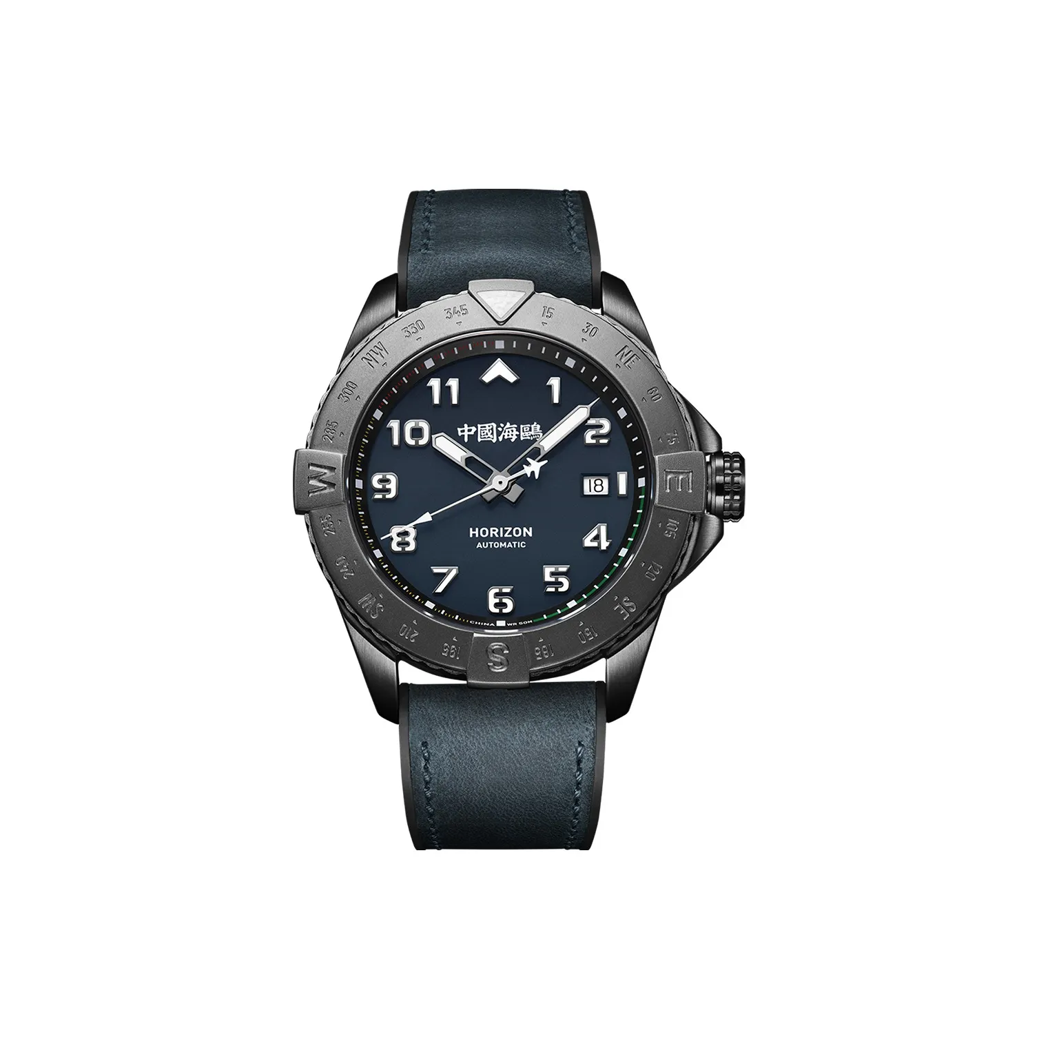 Sea Gull PILOT Skyline Collection Automatic Mechanical Movement Silicone Strap Watch Men's Watches Blue Dial