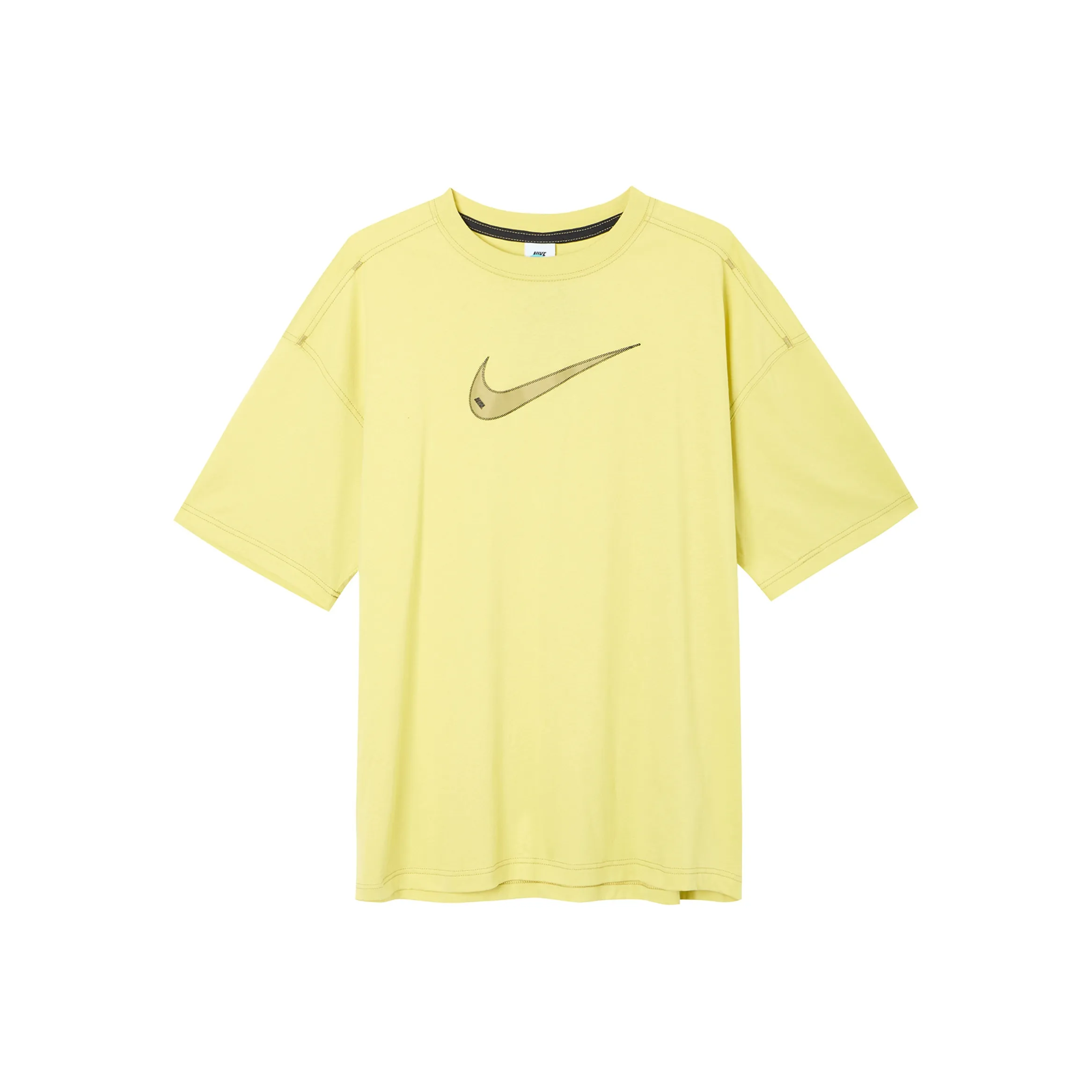 Nike SS22 Sportswear Swoosh Logo Print Retro Crewneck T-Shirt 'Light Yellow'