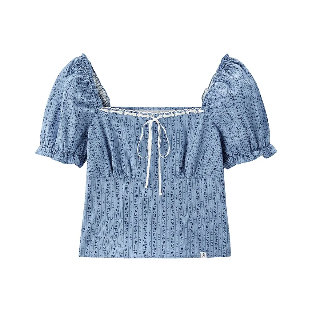 LEDIN Шифон Рубашка Женская Ледяной Залив Синий