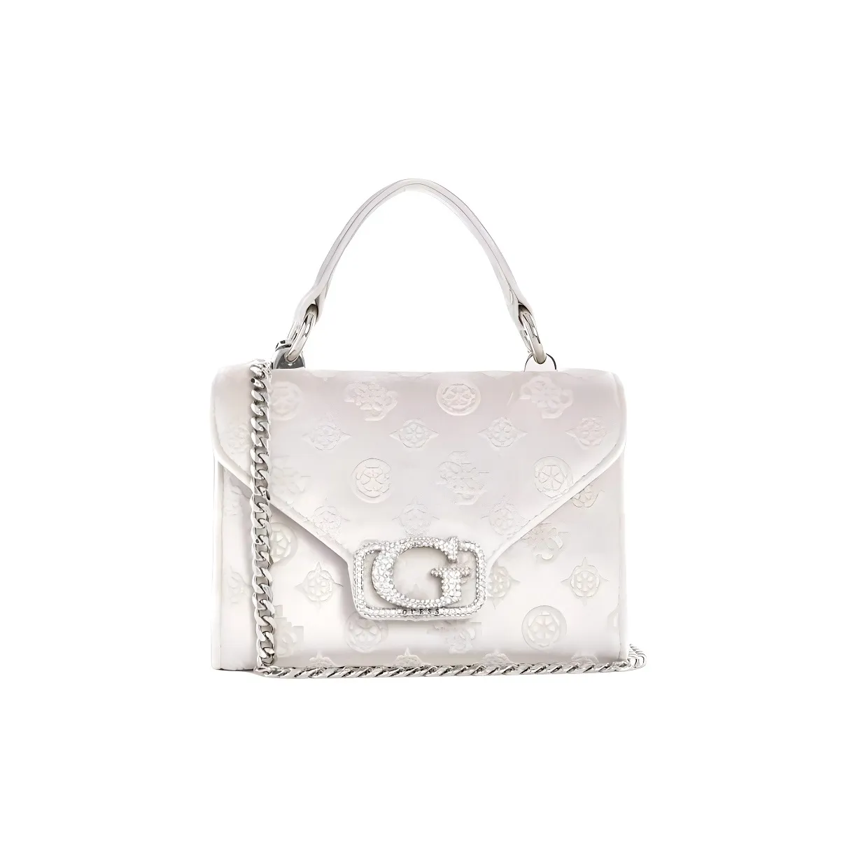 GUESS Fabric Envelope Bag Handbag Medium Size Women's Silver