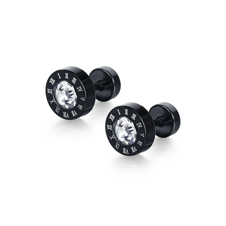 ZWU Alloy Roman Numbers Alloy Stud Earrings Men's