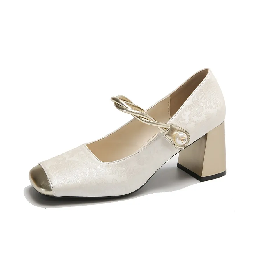 Dragon Dance Грубый каблук Туфли Мэри Джейн Женские