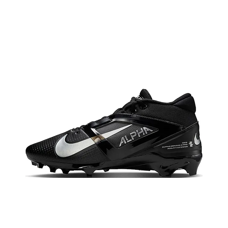 Nike Alpha Menace 4 Pro Slip-Resistant Abrasion-Resistant Football Cleats Unisex Black Найк Alpha Menace 4 Pro противоскользящие устойчивые к истиранию футбольные бутсы унисекс черные