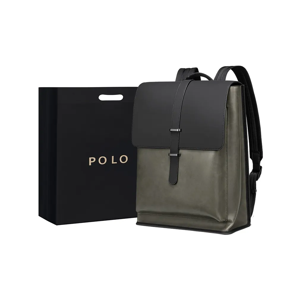 POLO Синтетическая кожа Рюкзак Большой Мужской Серый Зеленый