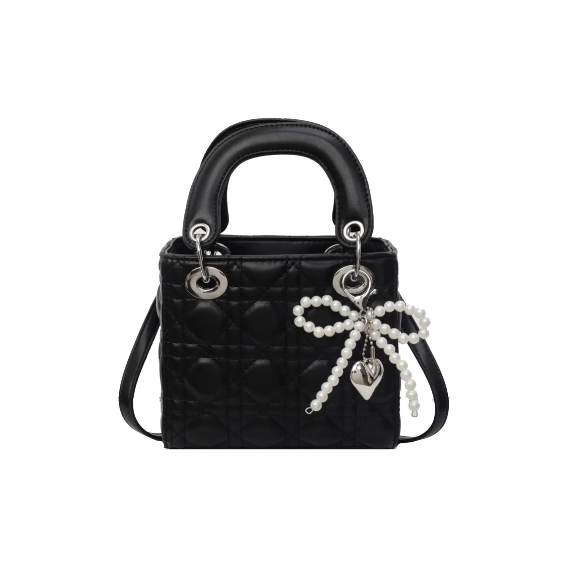 SUN EARTH U ПУ (полиуретан) Lady Dior Сумка Стандартная Женская Черный Розовый Экрю