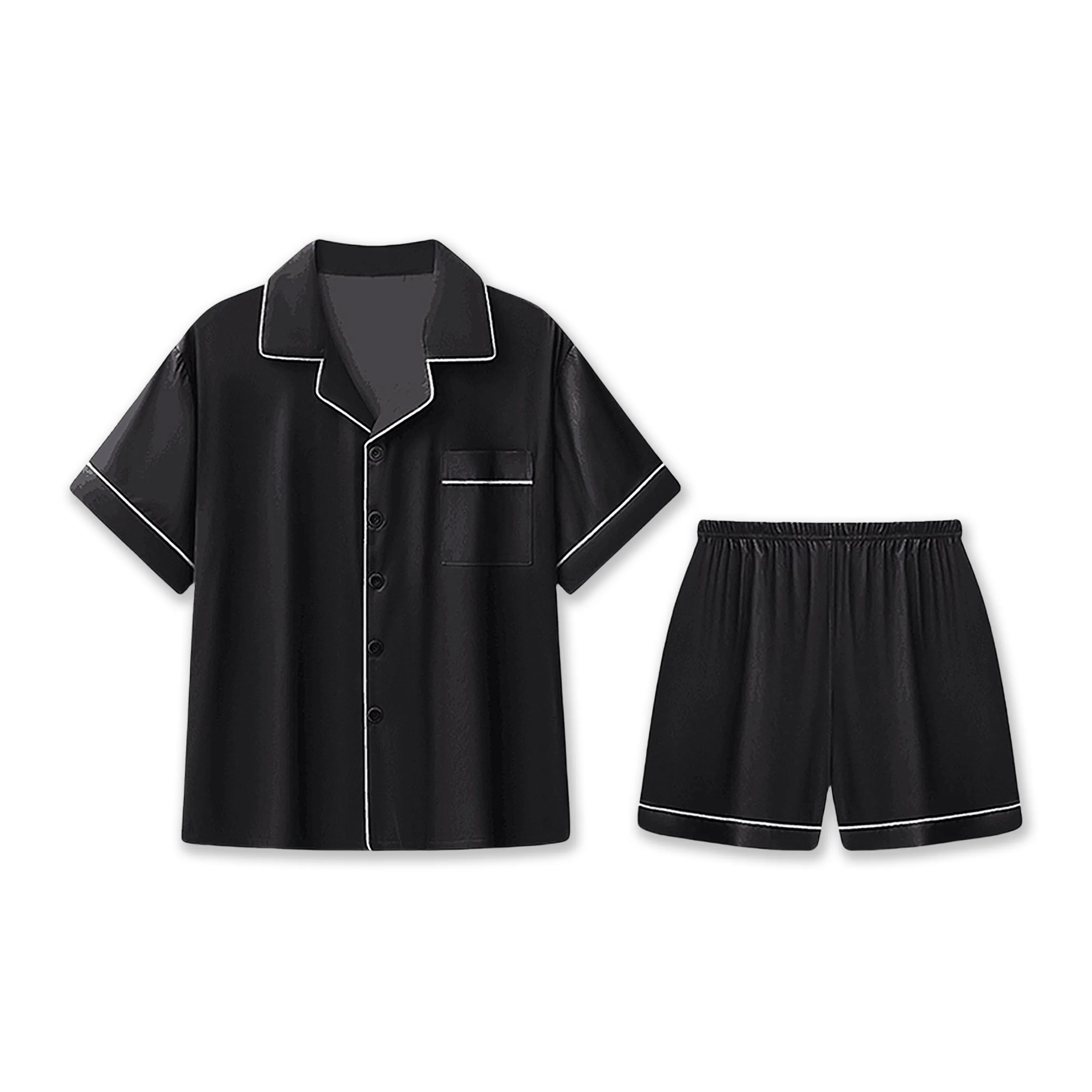 SWEET CAT Black Ice Шелк Пижама Мужской Пижамные комплекты