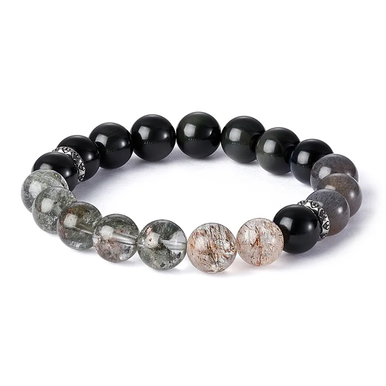 Topgirl Natural Obsidian Beaded Bracelet Accessory Men's