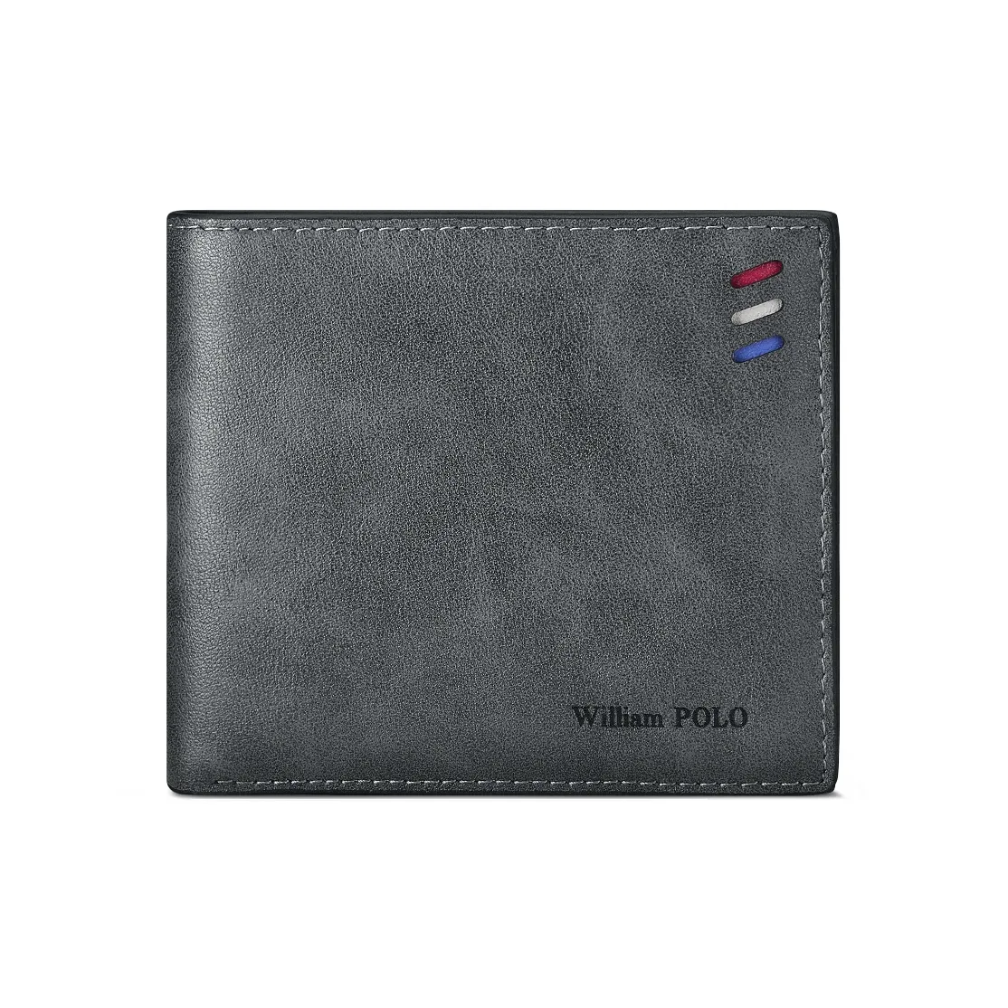 WilliamPOLO Microfiber Leather Wallet Standard Men's Blue Gray