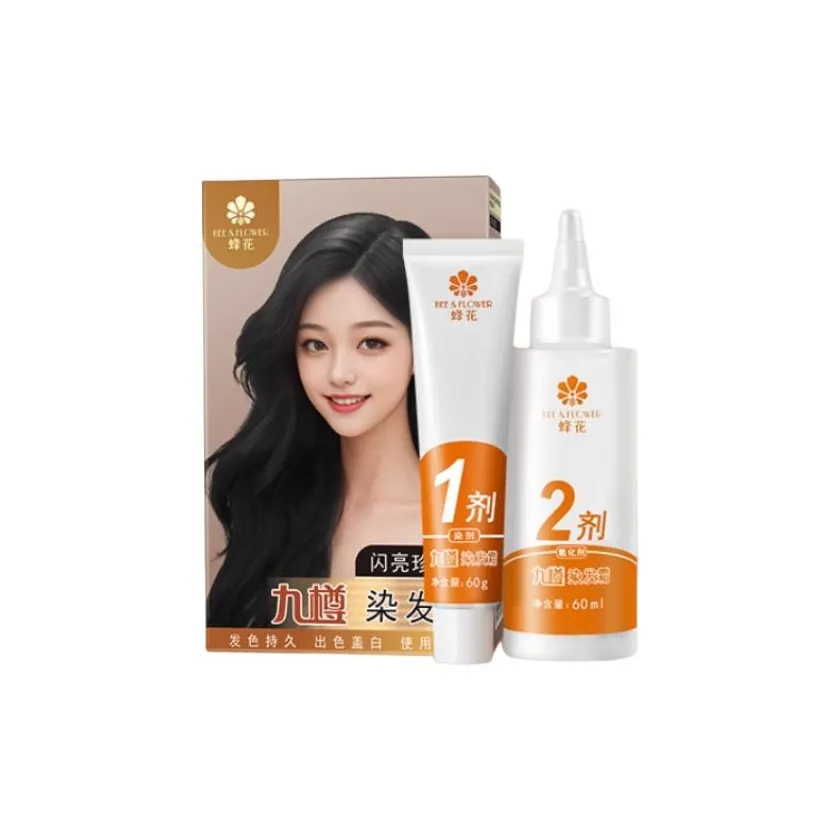 BEE FLOWER 9 бутылок Крем для окрашивания волос Длинное стойкое Белое покрытие 2,0 60г+60мл