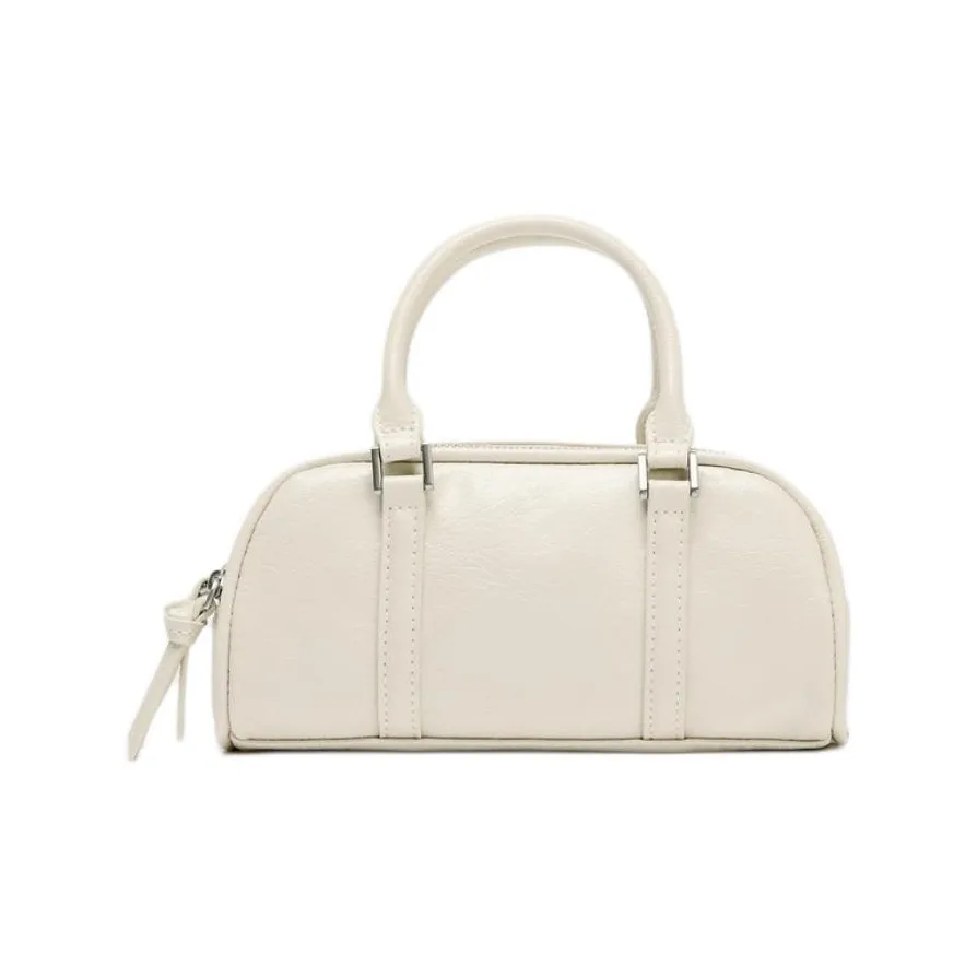 ZARA PU Bowling Bag, Crossbody Handbag Mini Women's Raw White