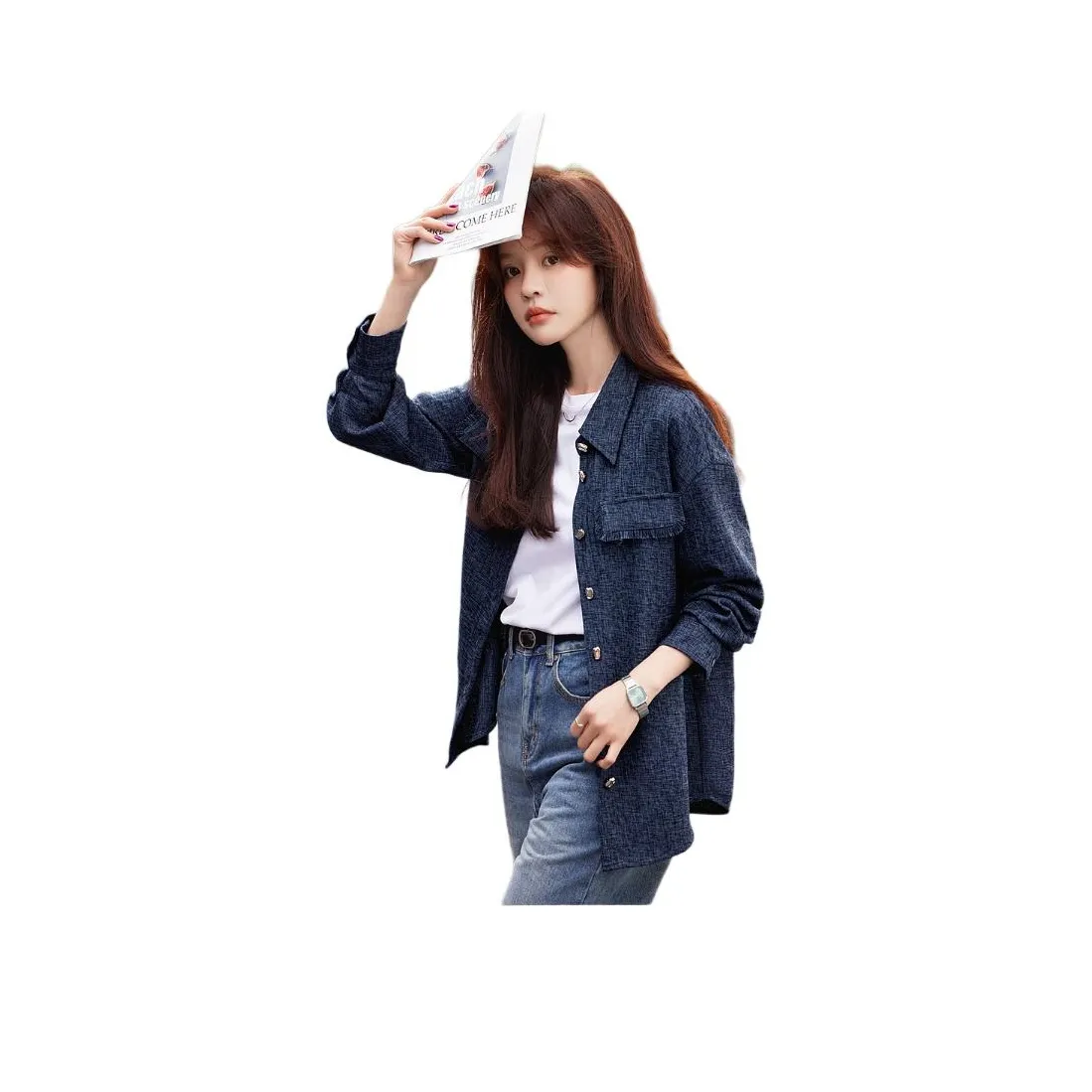 Mo Han Yi Mei Рубашка Женская Темно-синяя