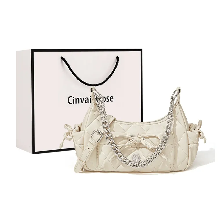 CinvaiKrose Сумка через плечо из синтетической кожи маленькая женская кремово-белая черная