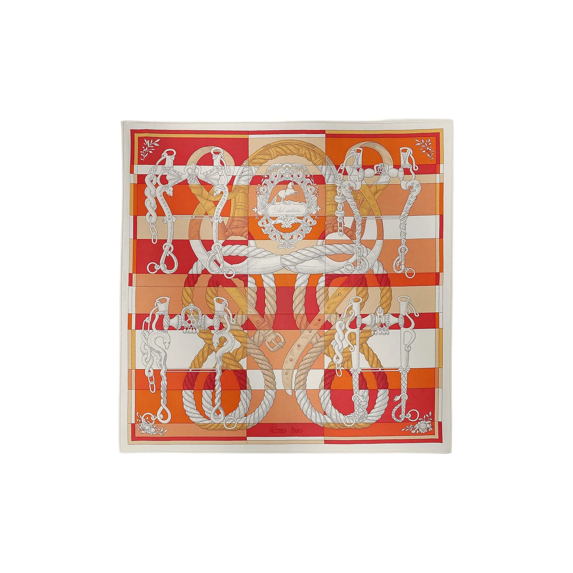 HERMES Шелковые шарфы Женские Белый Вермиллион Оранжевый