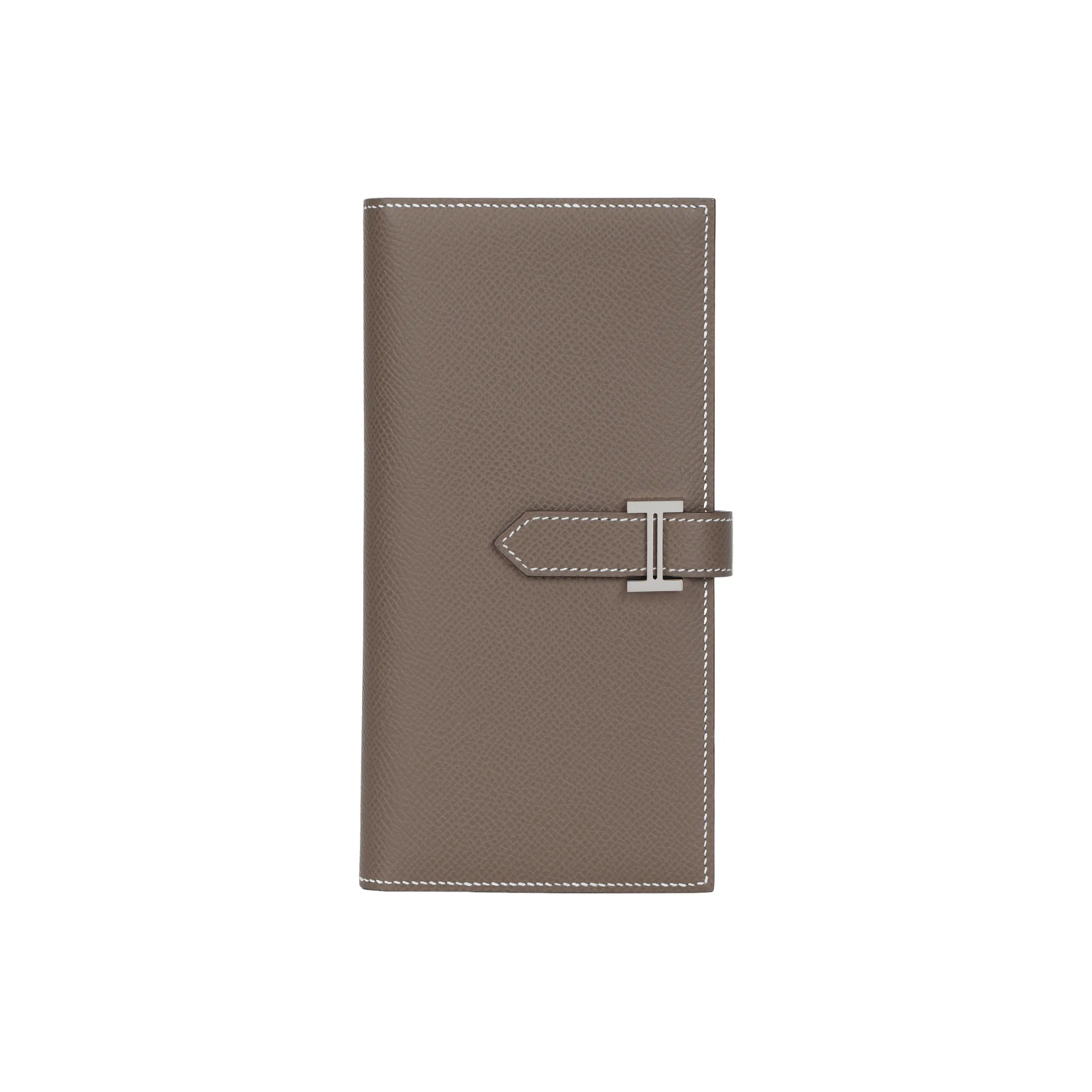 HERMES Bearn Epsom Calfskin Wallet Women's Elephant Gray