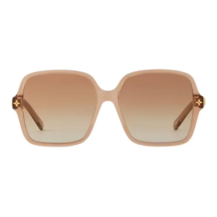 LOUIS VUITTON Acetate Irregular Shape Sunglasses Women's Light Brown