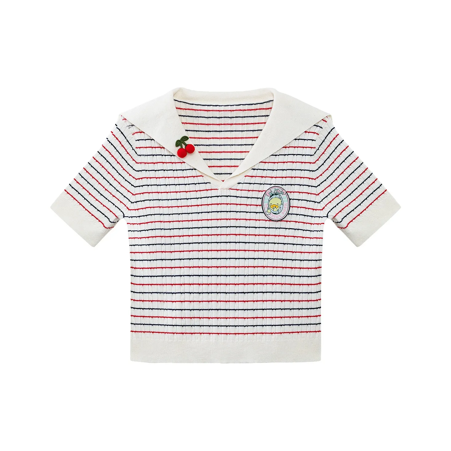 B.Duck Белый Черный Красный Полосы Женские Футболки