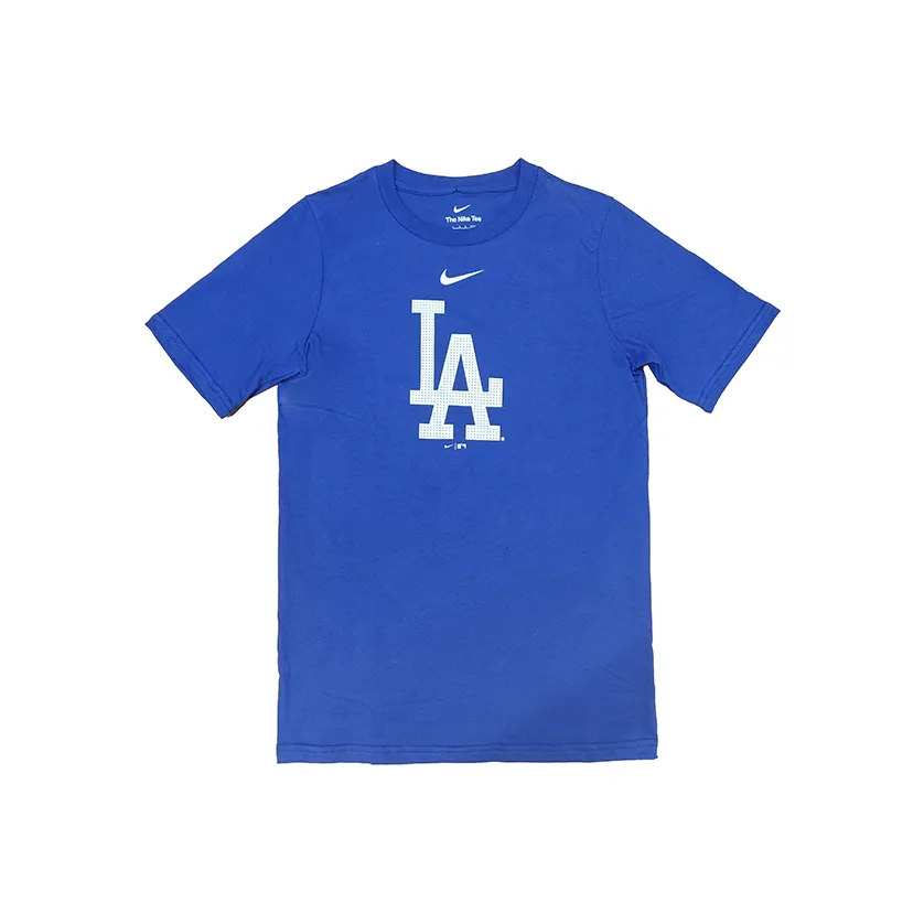 Nike MLB Los Angeles Dodgers Удобный Минималистский стиль Универсальный Круглый вырез Короткий рукав Синий Подростки