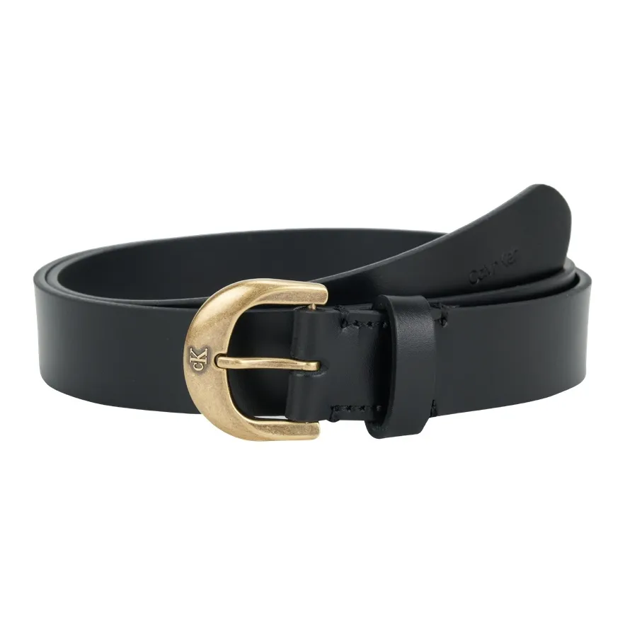 calvin Pouch KLEIN Split Cow Leather Belts Women's Space Black 2.5cm