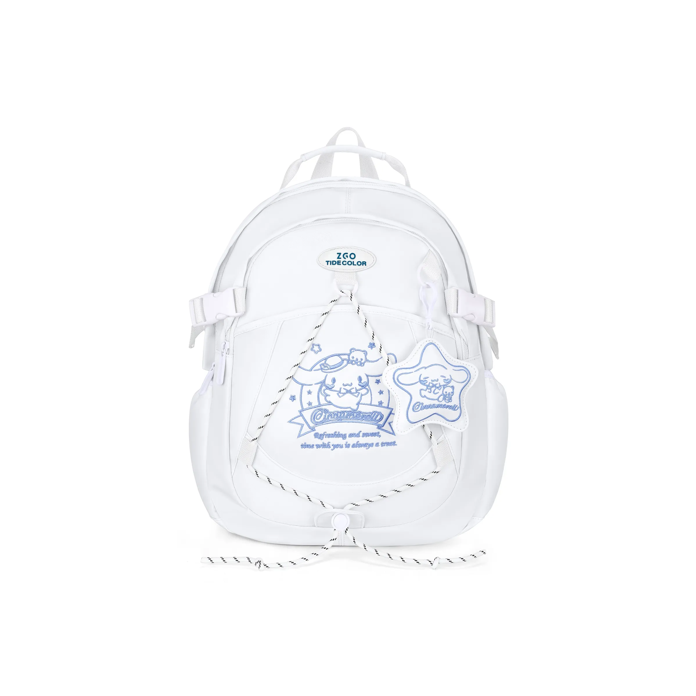 Sanrio Polyester Backpack Medium Women's White Black Санрио Полиэстер Рюкзак Средний Женские Белый Черный