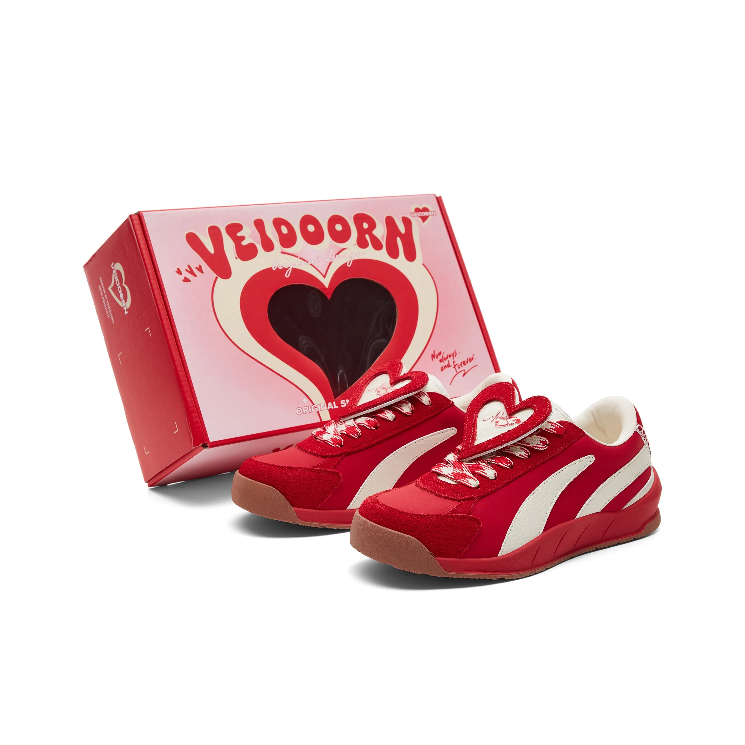 VEIDOORN German Army Trainers Slip Resistant Abrasion Resistant Low top Casual Shoes Unisex Red