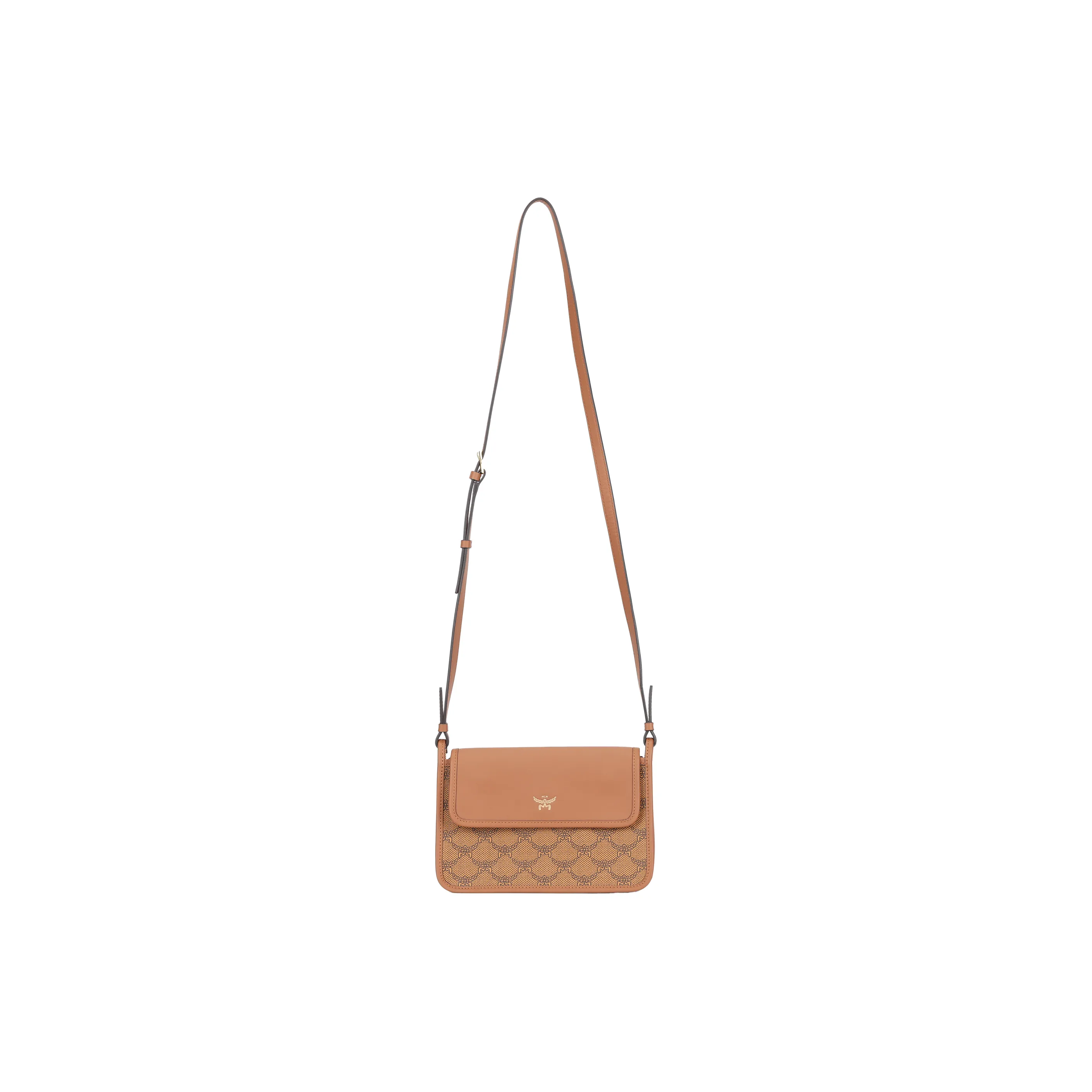 MCM Himmel Покрытый холст с коровья кожа Сумка через плечо Сумка на плечо Женская Коньяк