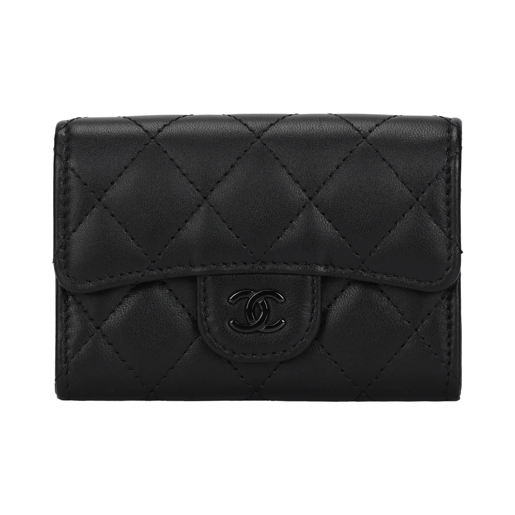 CHANEL Classic Flap CF Sheepskin Flap Coin Purse, Flap Card Holder Women's Black