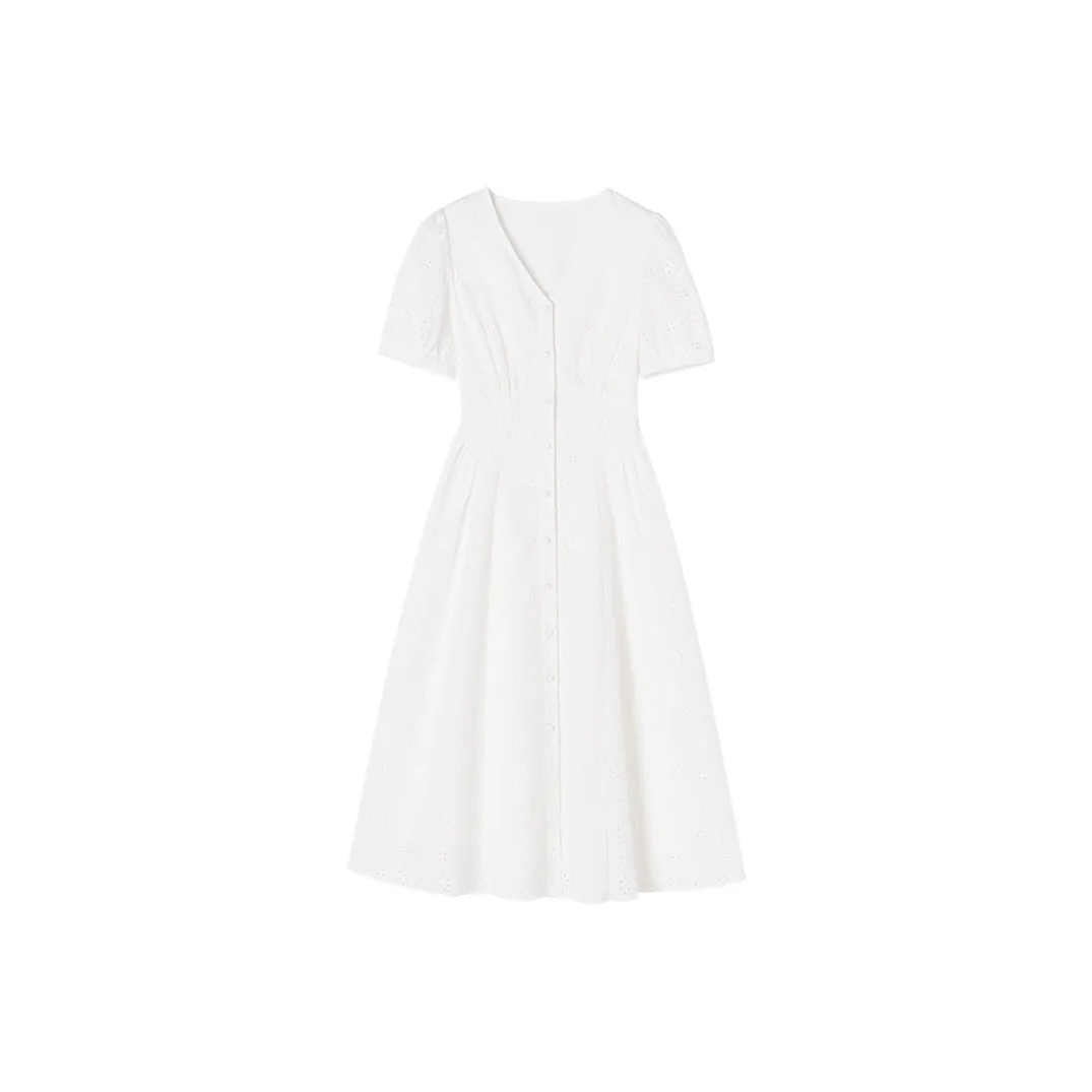 XIANGYING Короткое платье с короткими рукавами женское белое