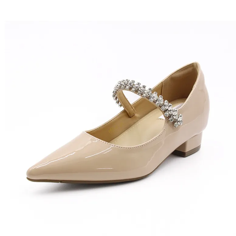 Varib Грубый каблук Туфли Мэри Джейн Женские Нюдовый