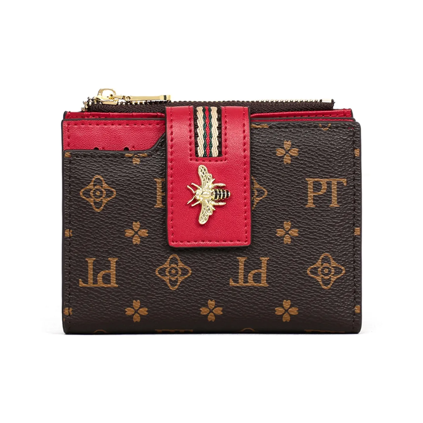 PT'SON PVC Кошелек Обычный Женский Кофейный и Красный