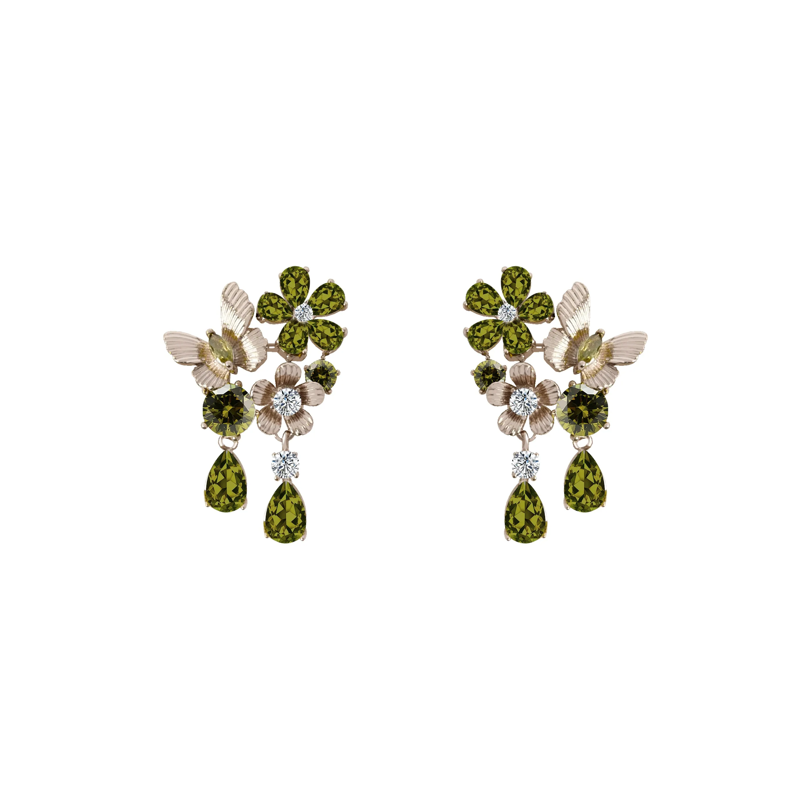 KEYS VIA Медный сплав Синтетический кубический цирконий Серьги-гвоздики из серебра S925 Женские