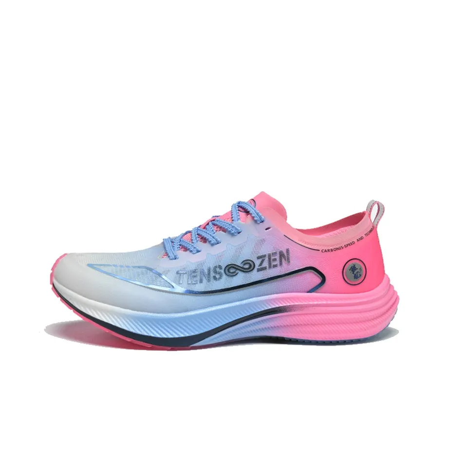TENSOOZEN Slip-Resistant Легкий Rebound Low-Top Full-Length Carbon Plate Sprint Беговые кроссовки Unisex Blue Pink
