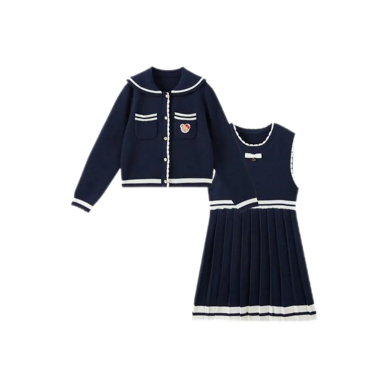 Детский комплект для детей 3-7 лет PAW IN PAW с юбкой SS25 2 предмета темно-синий