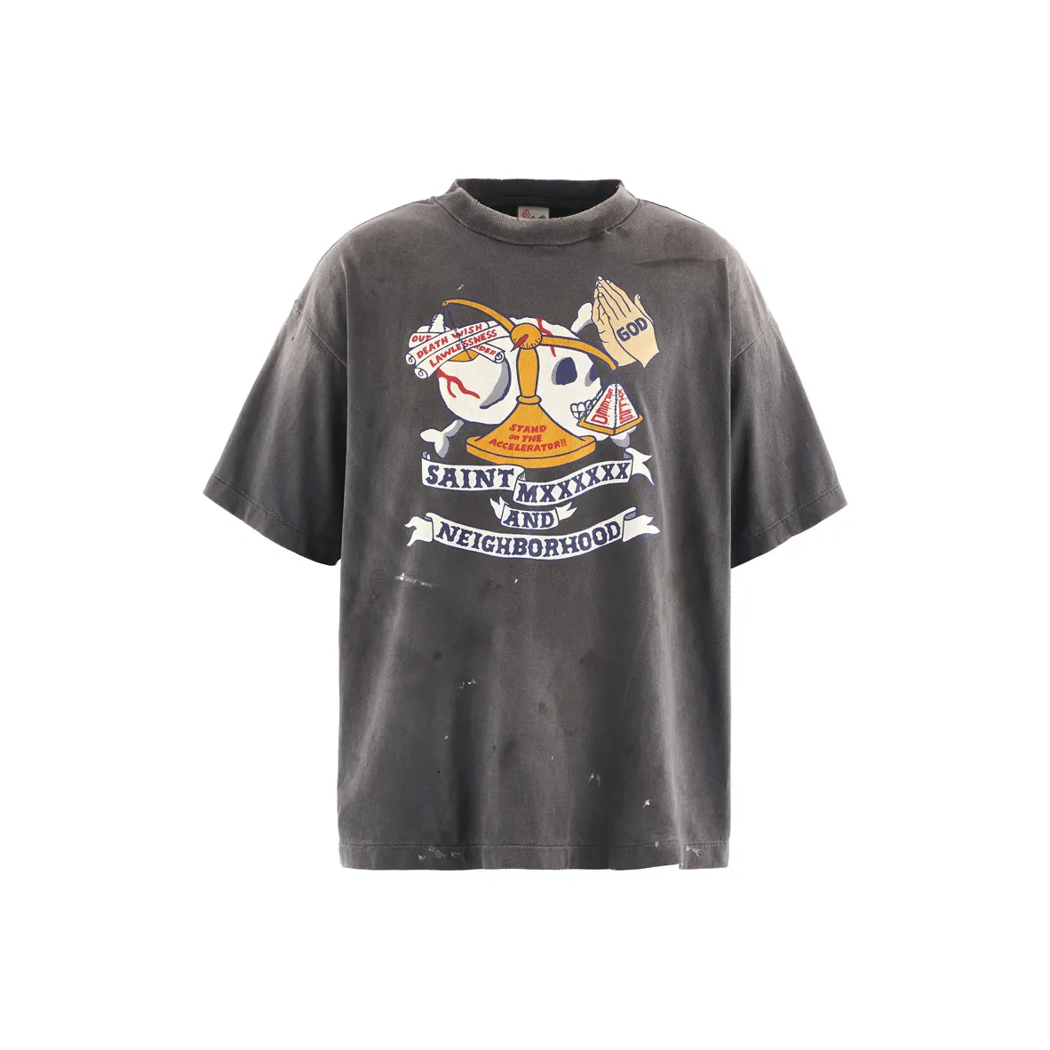 SAINT Mxxxxx x NEIGHBORHOOD совместная серия SS25 T-рубашка унисекс