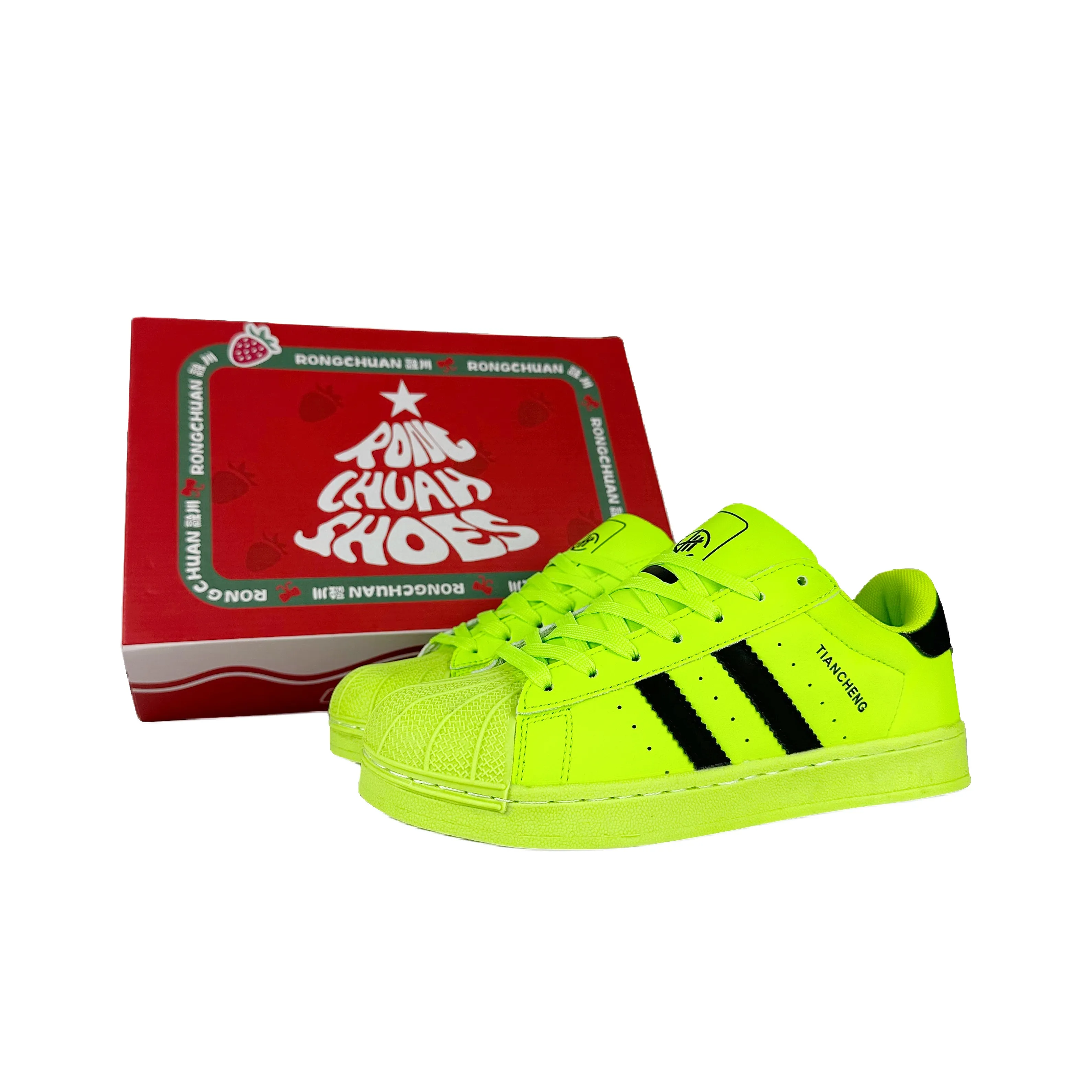 Rongchuan Низкие кроссовки для скейтбординга унисекс неоновый зеленый