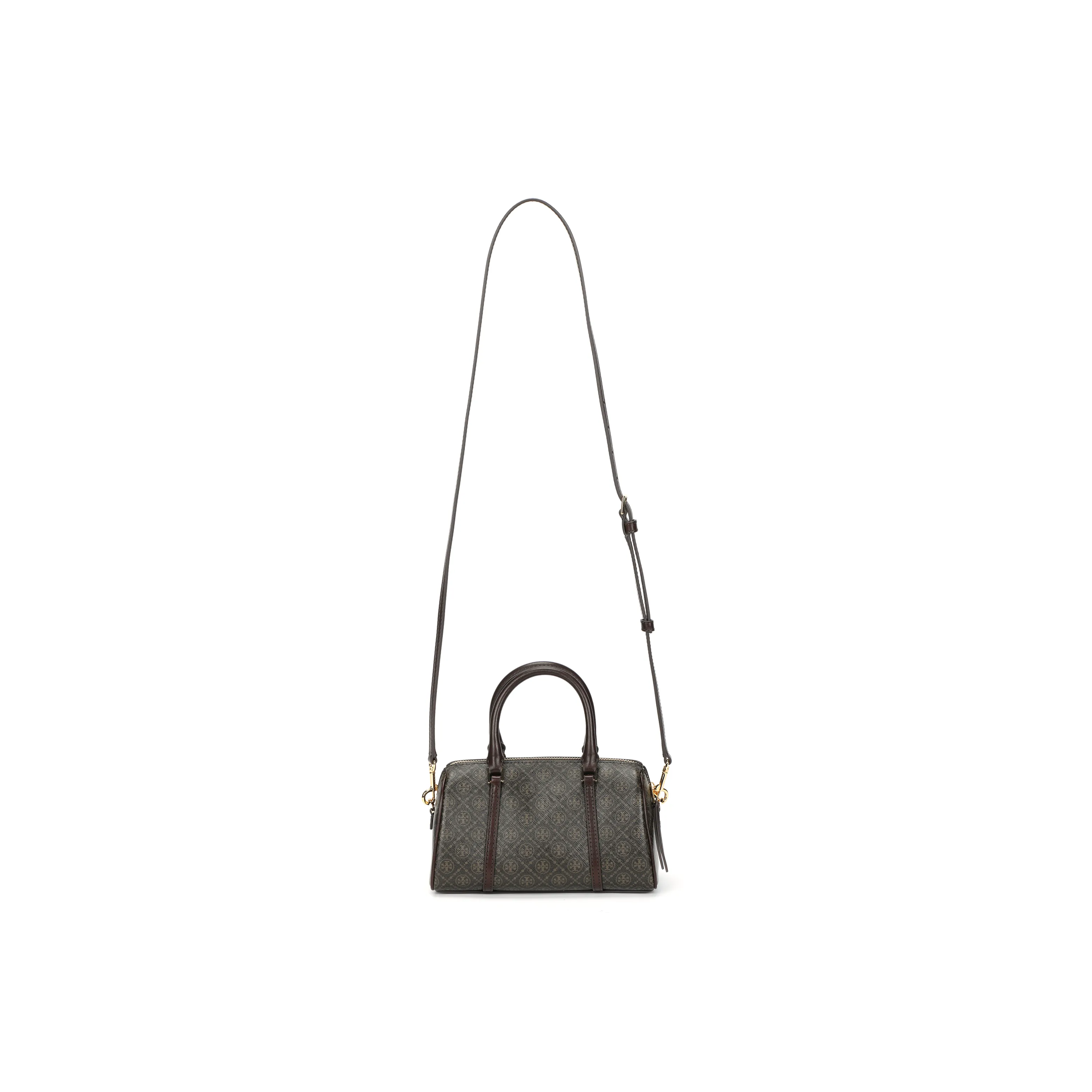 TORY BURCH T Monogram Coated Canvas Mini Barrel Bag French Press